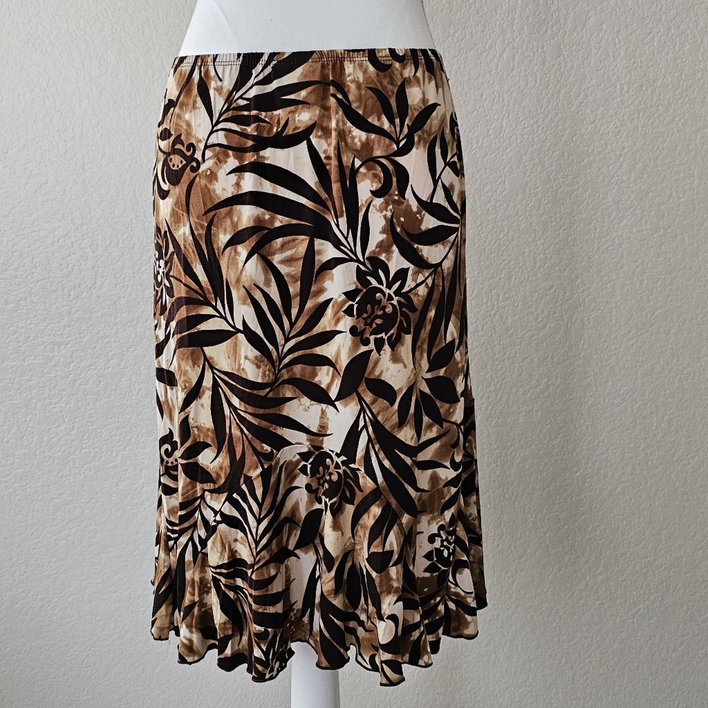 Vintage JKLA California fairy grunge brown floral midi skirt Size M